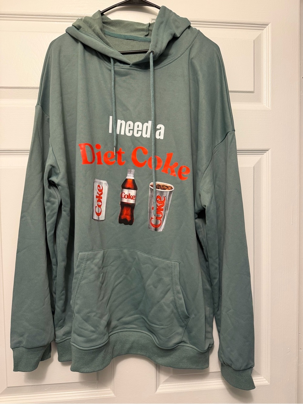 Coca-Cola Diet Coke "I Need a Diet Coke" Graphic Hoodie Sweatshirt Green size L